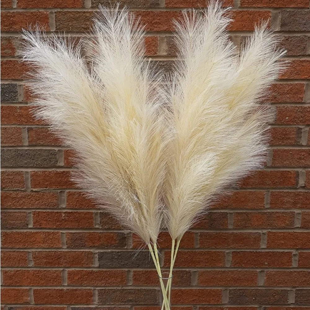 Boho Natural Sand Color Tall Faux Pampas Grass 4 Pieces